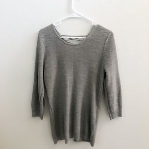 Grey lace up back sweater